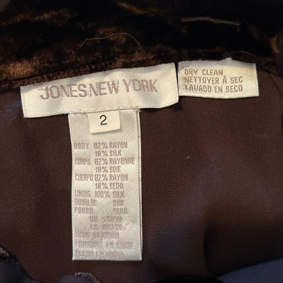 Jones New York Deep Chocolate Brown Burnout Velvet Midi Skirt - Sz 2 - Picture 6 of 6
